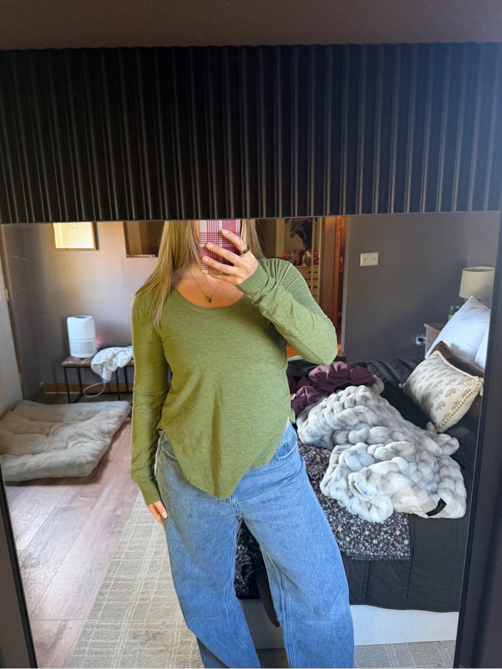 Olive Green Lululemon Scoop Neck Long Sleeve Women's Top